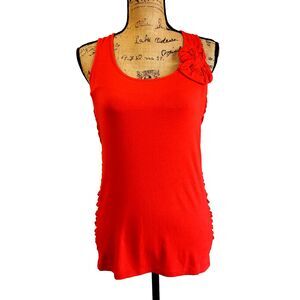Cynthia Steffe Women Ruched Sides Racerback Sleeveless Stretchy Tank Top SZ S